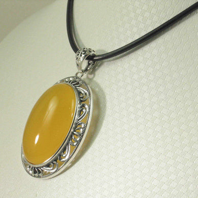 Cabochon Oval Yellow Agate Pendant