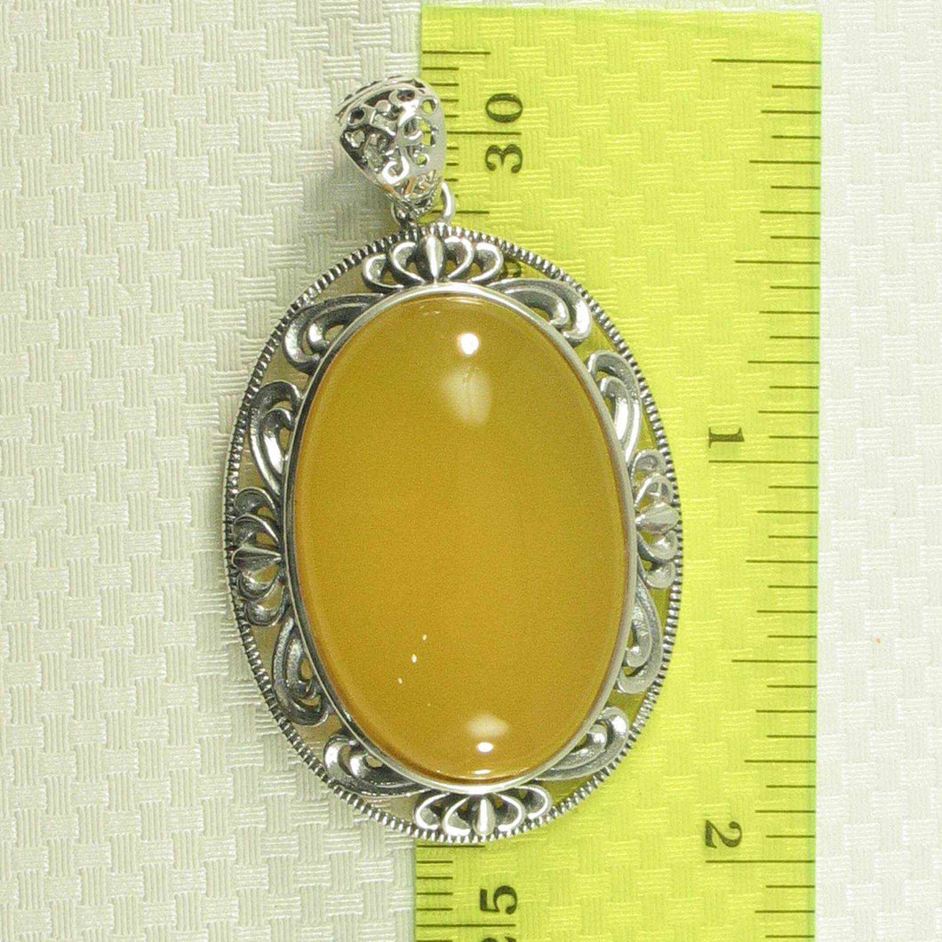 Cabochon Oval Yellow Agate Pendant