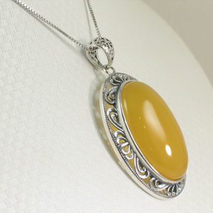 Cabochon Oval Yellow Agate Pendant
