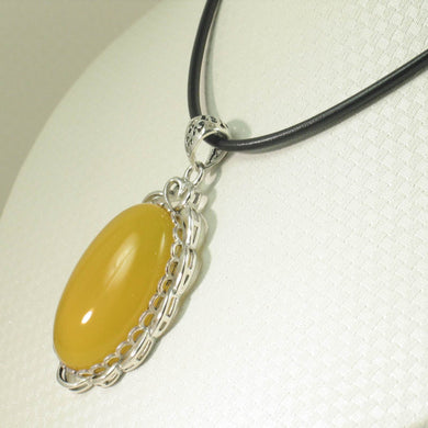 Cabochon Oval Yellow Agate Pendant