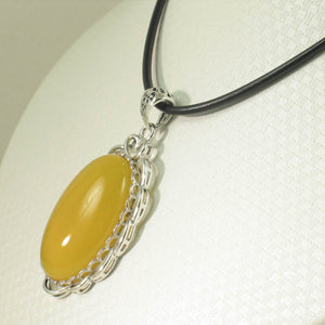 Cabochon Oval Yellow Agate Pendant