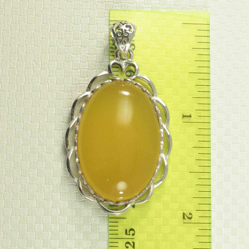 Cabochon Oval Yellow Agate Pendant
