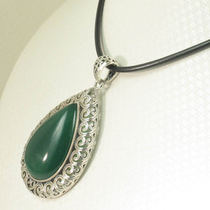 Cabochon Pear-Shaped Green Agate Pendant