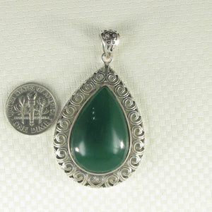 Cabochon Pear-Shaped Green Agate Pendant