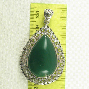 Cabochon Pear-Shaped Green Agate Pendant