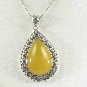 Cabochon Pear-Shaped Yellow Agate Pendant