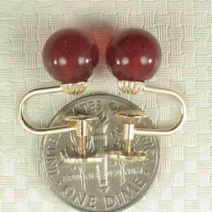 Carnelian Gemstone Earrings Non-Pierced French Screw Back 14kt Yellow Gold