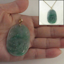 Load image into Gallery viewer, Hand Carved Dragon &amp; Phoenix Apple Green Jade 14k Yellow Gold Bale Pendant Necklace