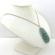 Load image into Gallery viewer, Hand Carved Dragon &amp; Phoenix Apple Green Jade 14k Yellow Gold Bale Pendant Necklace