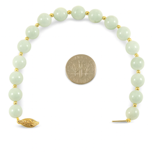 Load image into Gallery viewer, Natural 8mm Celadon Green Jade Beads Bracelet with 14k Yellow Gold Clasp