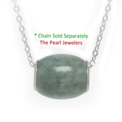 Celadon Green Jade Drum Sterling Silver Pendant