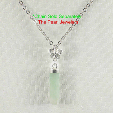 Celadon Green Jade Tube Pendant with Plumeria Bale