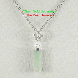 Celadon Green Jade Tube Pendant with Plumeria Bale