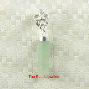Celadon Green Jade Tube Pendant with Plumeria Bale