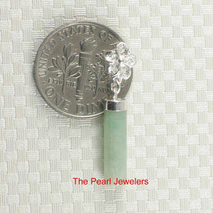 Celadon Green Jade Tube Pendant with Plumeria Bale
