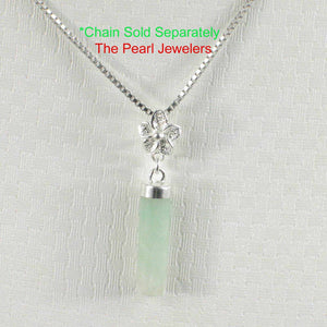 Celadon Green Jade Tube Pendant with Plumeria Bale