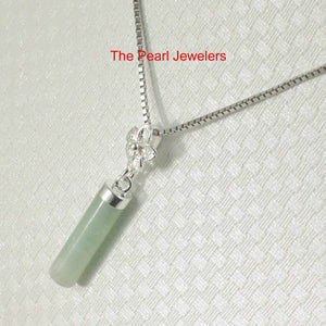 Celadon Green Jade Tube Pendant with Plumeria Bale