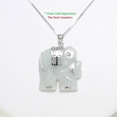 Celadon Jade Elephant Sterling Silver Pendant