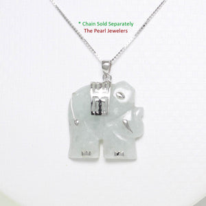 Celadon Jade Elephant Sterling Silver Pendant