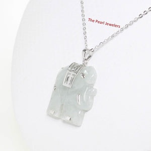 Celadon Jade Elephant Sterling Silver Pendant