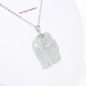 Celadon Jade Elephant Sterling Silver Pendant
