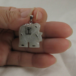 Celadon Jade Elephant Sterling Silver Pendant