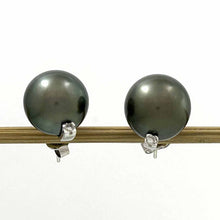 Load image into Gallery viewer, Charming Tahitian Pearl Diamond Stud Earrings – 14k White Gold