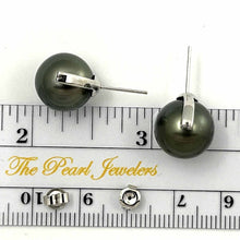 Load image into Gallery viewer, Charming Tahitian Pearl Diamond Stud Earrings – 14k White Gold
