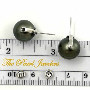 Charming Tahitian Pearl Diamond Stud Earrings – 14k White Gold