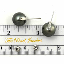 Load image into Gallery viewer, Charming Tahitian Pearl Diamond Stud Earrings – 14k White Gold