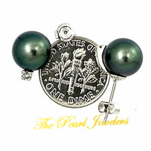 Load image into Gallery viewer, Charming Tahitian Pearl Diamond Stud Earrings – 14k White Gold