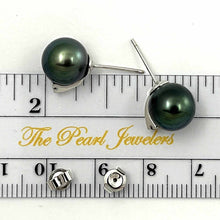 Load image into Gallery viewer, Charming Tahitian Pearl Diamond Stud Earrings – 14k White Gold
