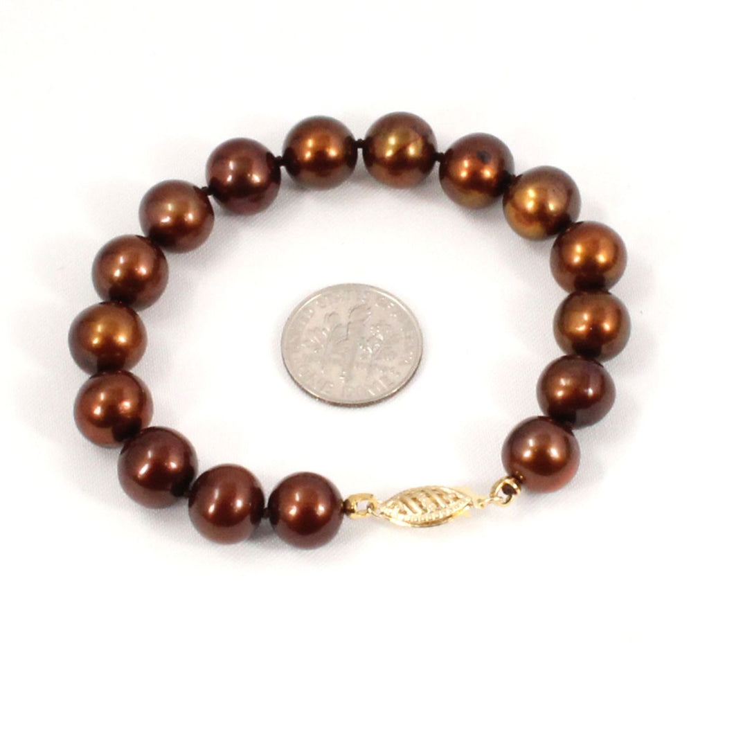 14k Yellow Gold Clasp Chocolate Freshwater Cultured Pearl Bracelet