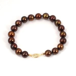 14k Yellow Gold Clasp Chocolate Freshwater Cultured Pearl Bracelet