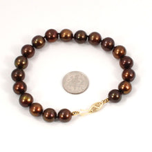 Load image into Gallery viewer, 14k Yellow Gold Clasp Chocolate Freshwater Cultured Pearl Bracelet