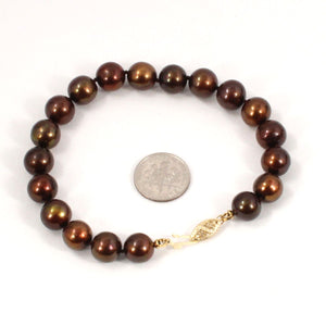 14k Yellow Gold Clasp Chocolate Freshwater Cultured Pearl Bracelet