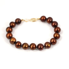 Load image into Gallery viewer, 14k Yellow Gold Clasp Chocolate Freshwater Cultured Pearl Bracelet