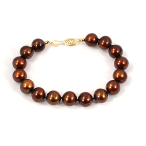 14k Yellow Gold Clasp Chocolate Freshwater Cultured Pearl Bracelet