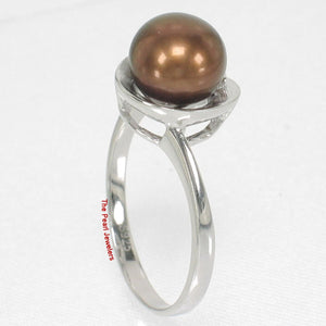 Solid Sterling Silver .925 Rhodium Finish Chocolate Freshwater Pearl Solitaire Ring