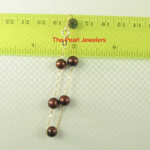 14k Yellow Gold Chocolate Cultured Pearl Handcrafted Tin-Cup Bracelet