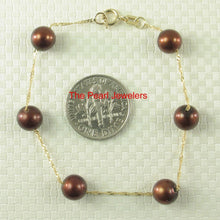 Load image into Gallery viewer, 14k Yellow Gold Chocolate Cultured Pearl Handcrafted Tin-Cup Bracelet