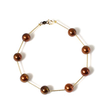 Load image into Gallery viewer, 14k Yellow Gold Twist Tube Chocolate Cultured Pearl Bracelet
