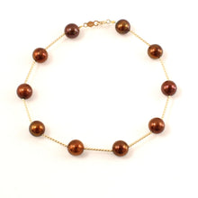 Load image into Gallery viewer, 14k Yellow Gold Twist Tube Chocolate Cultured Pearl Bracelet