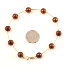Load image into Gallery viewer, 14k Yellow Gold Twist Tube Chocolate Cultured Pearl Bracelet