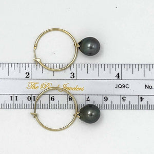 Classic Tahitian Pearl Hoop Earrings – 14k Yellow Gold