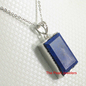Classic Rectangle Lapis Lazuli Sterling Silver Pendant