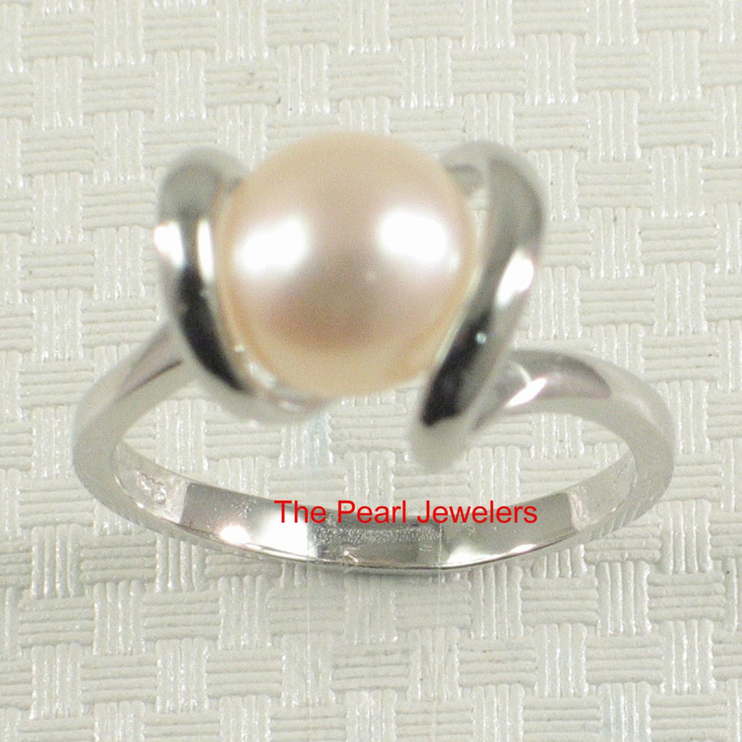 Classic .925 Sterling Silver Pink-Peach Pearl Ring