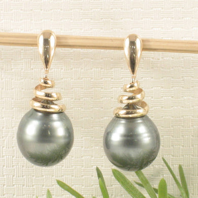 Classic Tahitian Pearl Dangle Earrings – 14k Yellow Gold