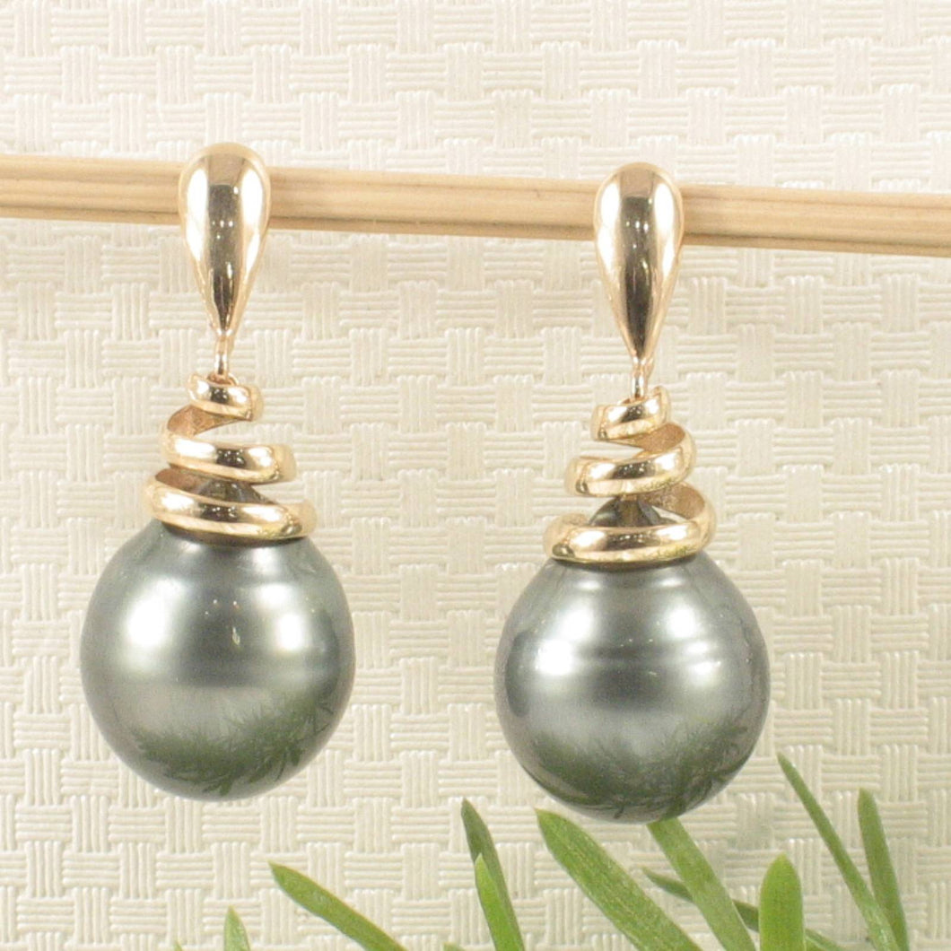 Classic Tahitian Pearl Dangle Earrings – 14k Yellow Gold