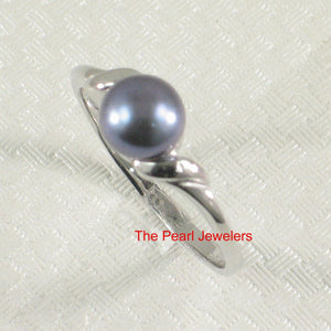 Delicate .925 Sterling Silver Black-Gray Pearl Solitaire Ring